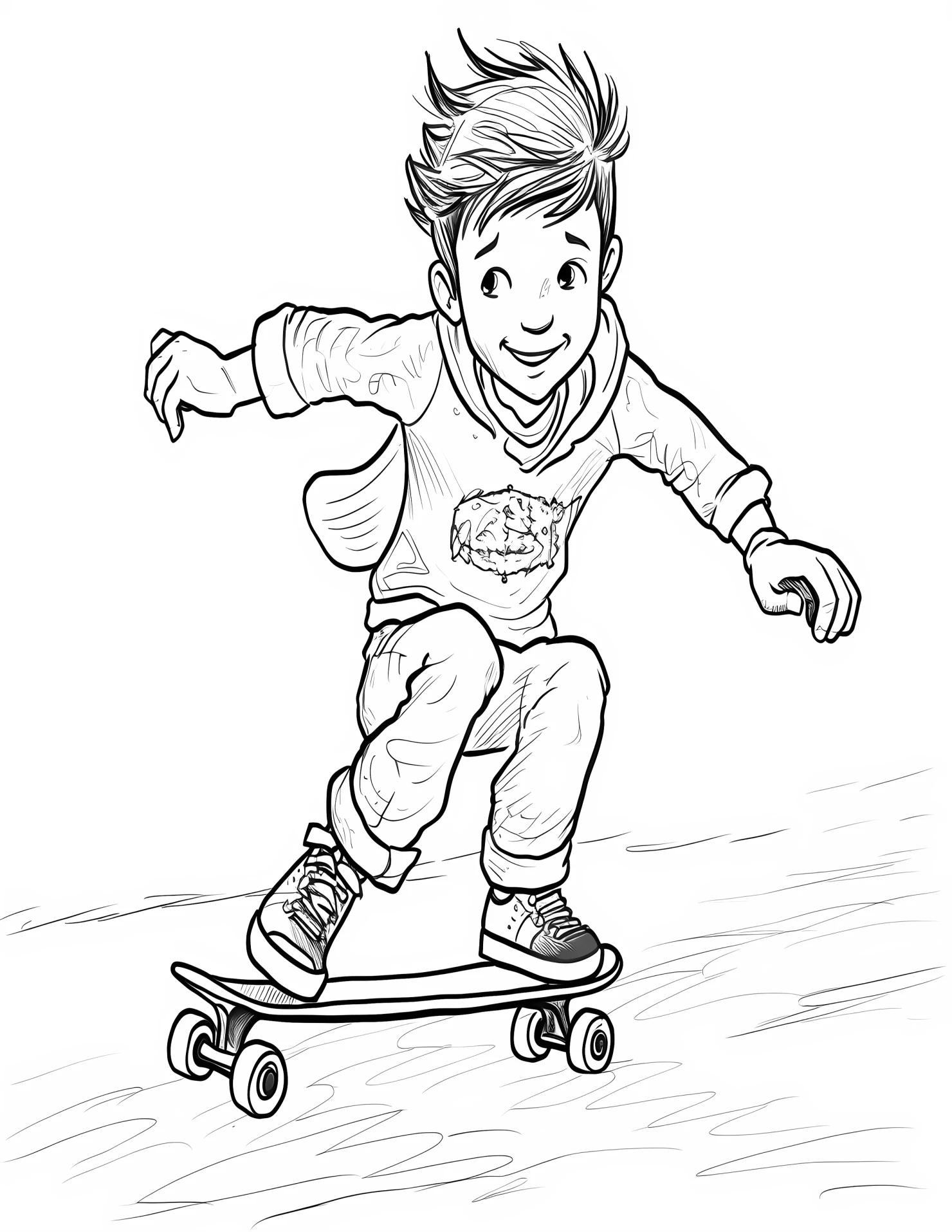 Young happy boy for kids coloring page on white color background #33376