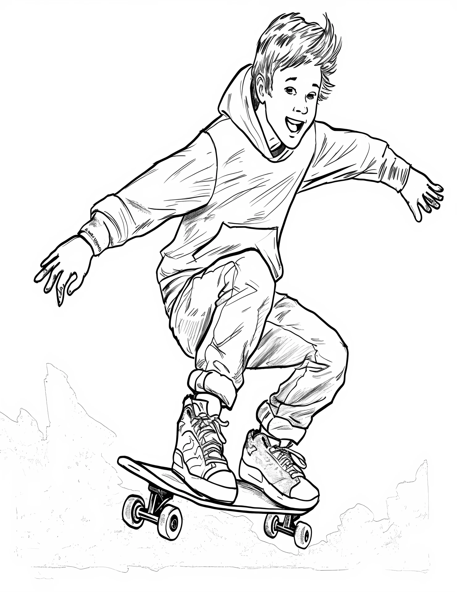 Young happy boy for kids coloring page on white color background #33377