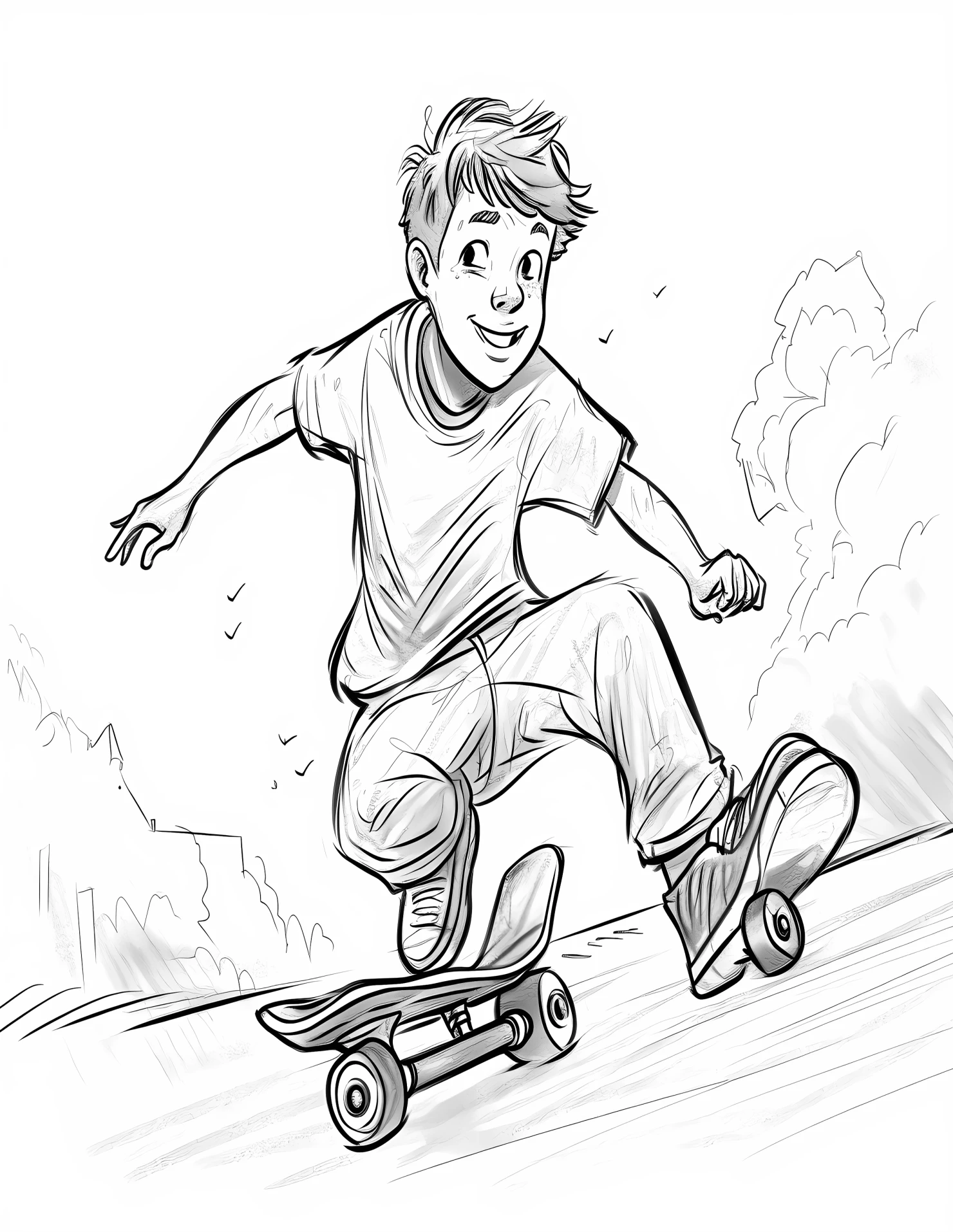 Young happy boy for kids coloring page on white color background #33378