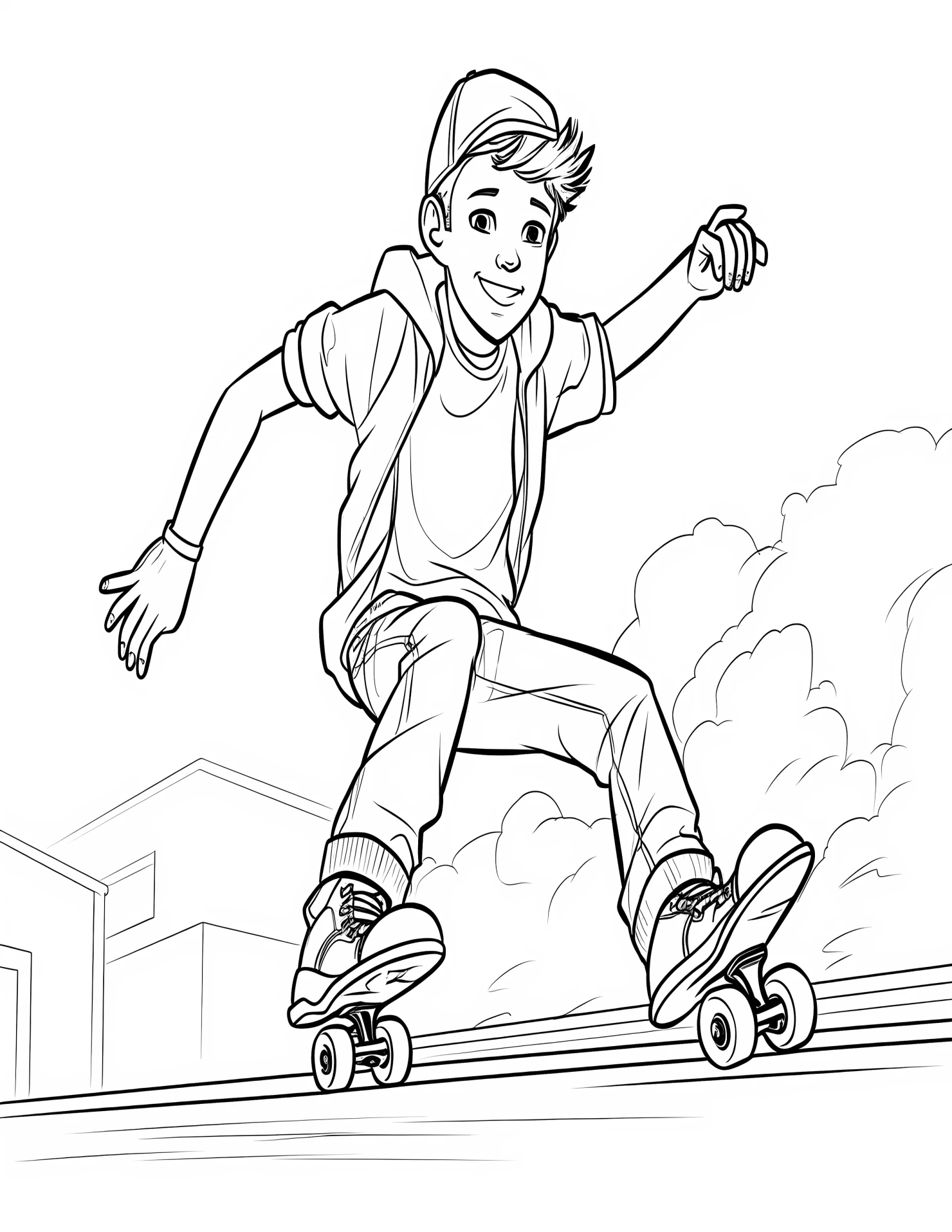 Young happy boy for kids coloring page on white color background #33379