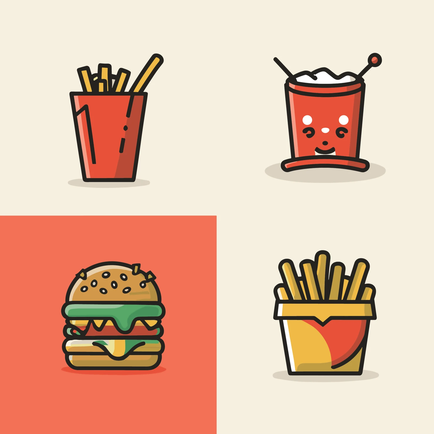 Foods customizable icon set design #34136