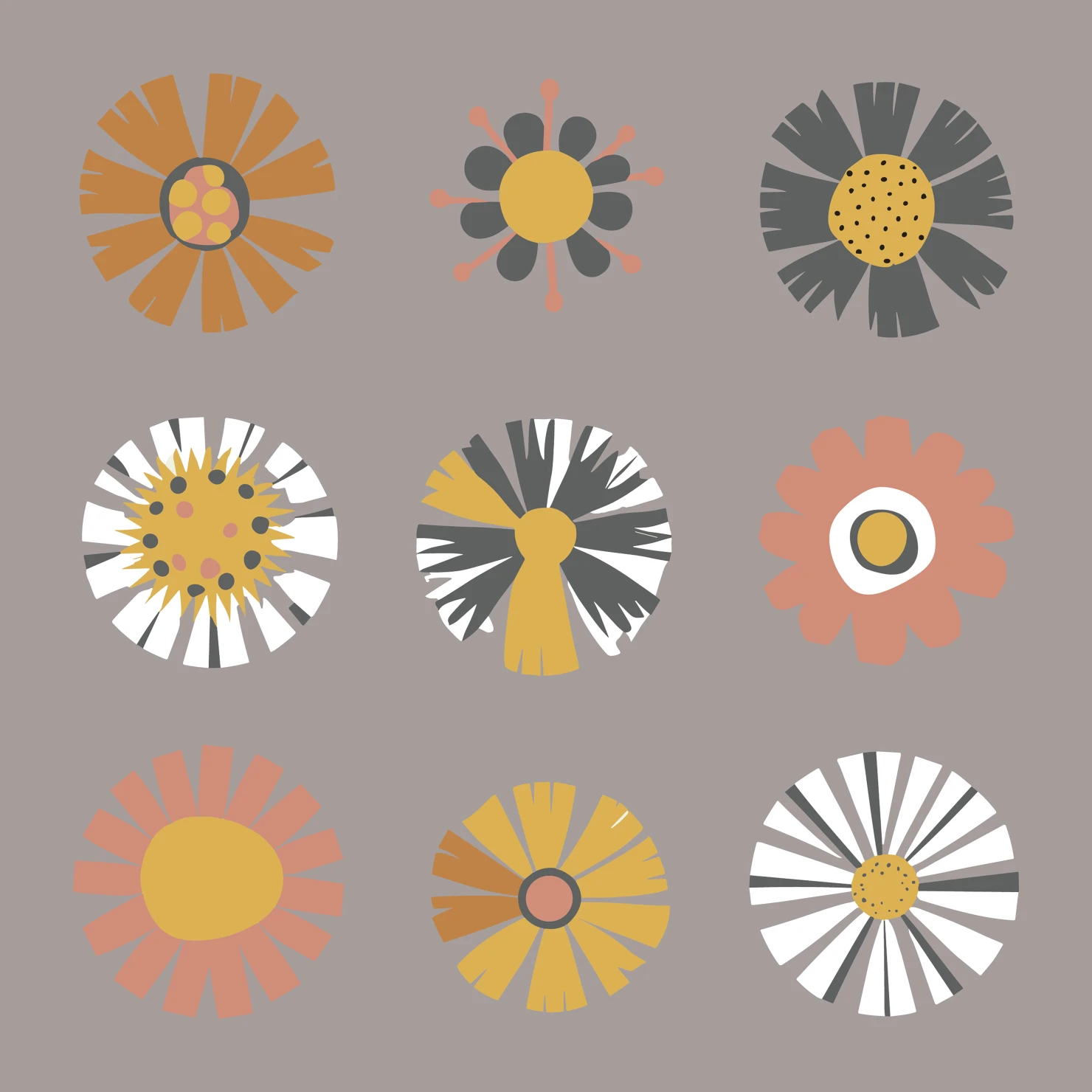 Flowers customizable clip art set design #34434