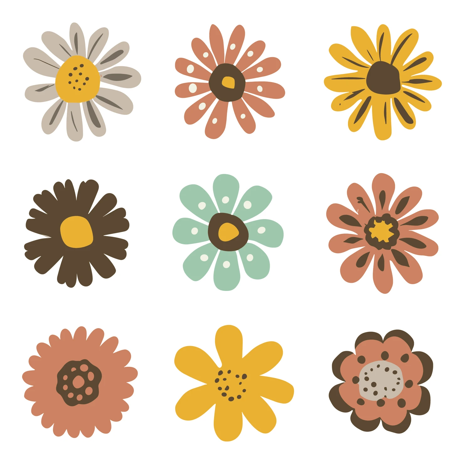 Flowers customizable clip art set design #34435