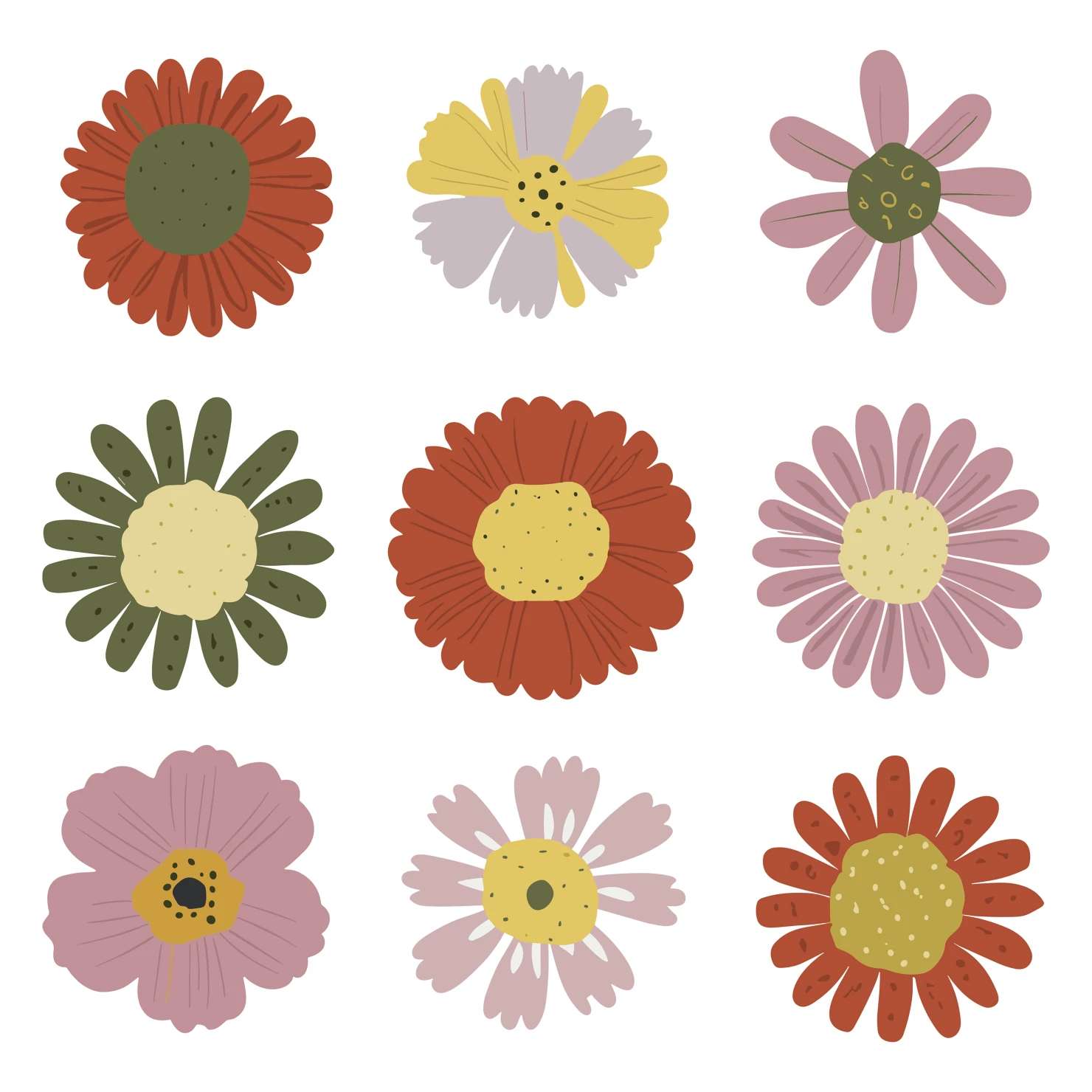 Flowers customizable clip art set design #34436