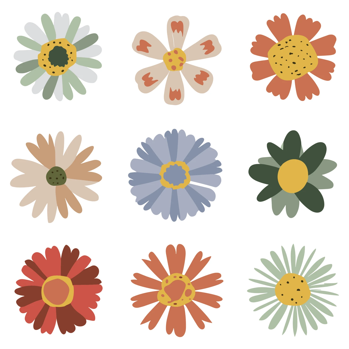 Flowers customizable clip art set design #34437