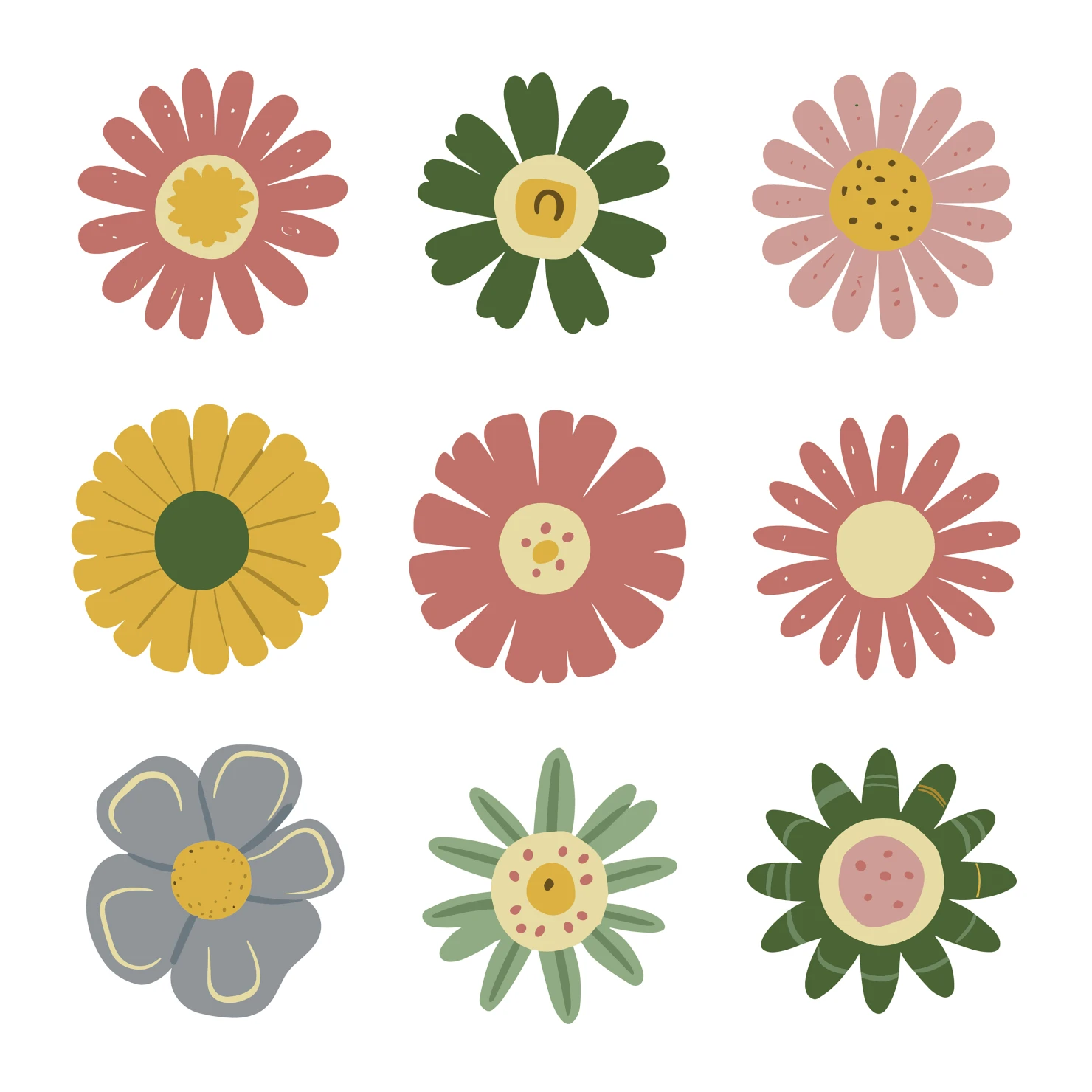 Flowers customizable clip art set design #34442