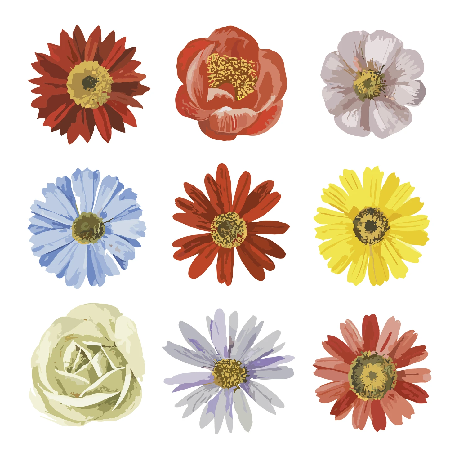 Flowers customizable clip art set design #34444