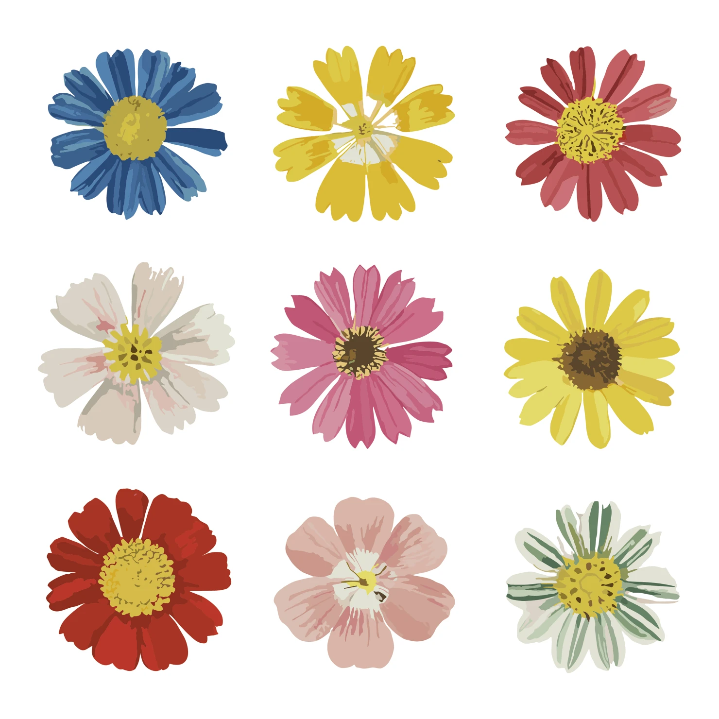 Flowers customizable clip art set design #34445