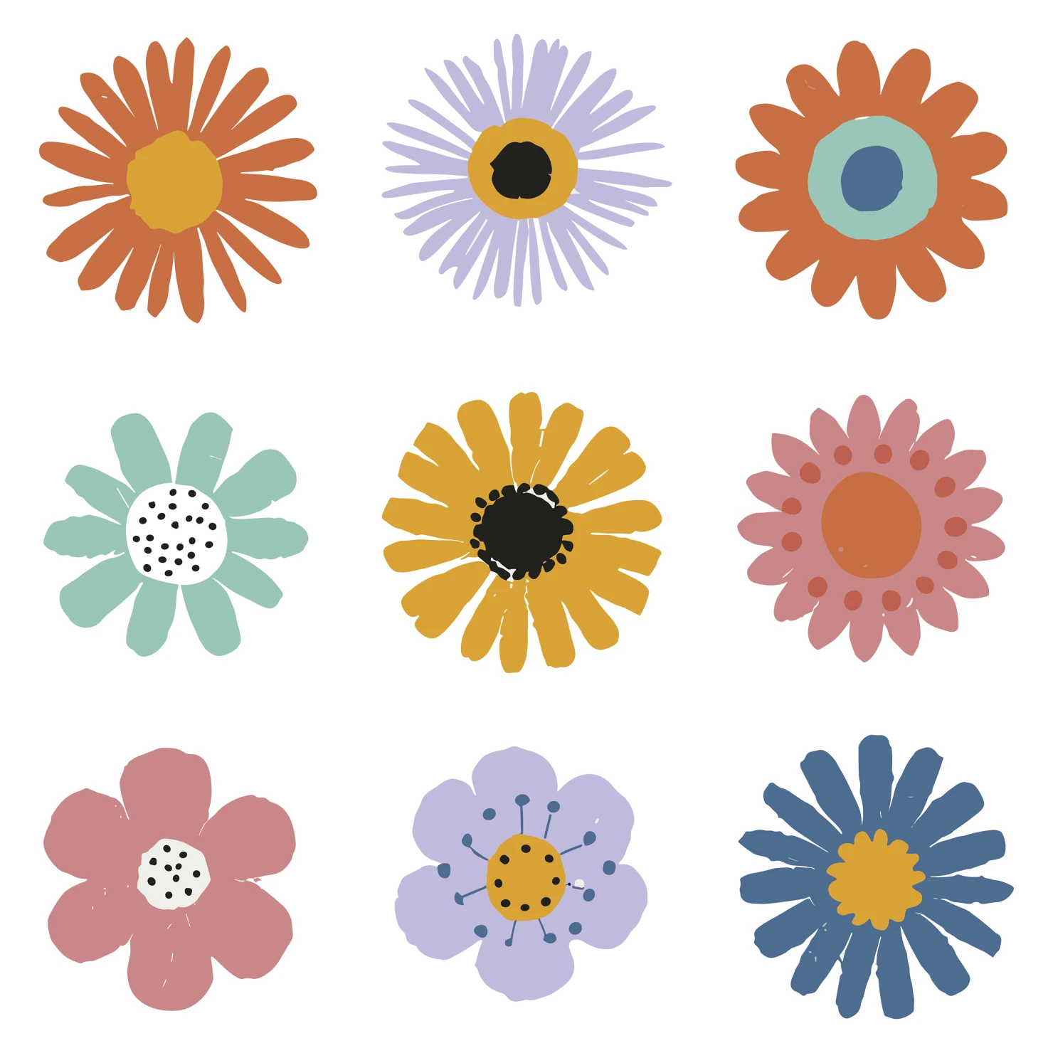 Flowers customizable clip art set design #34446
