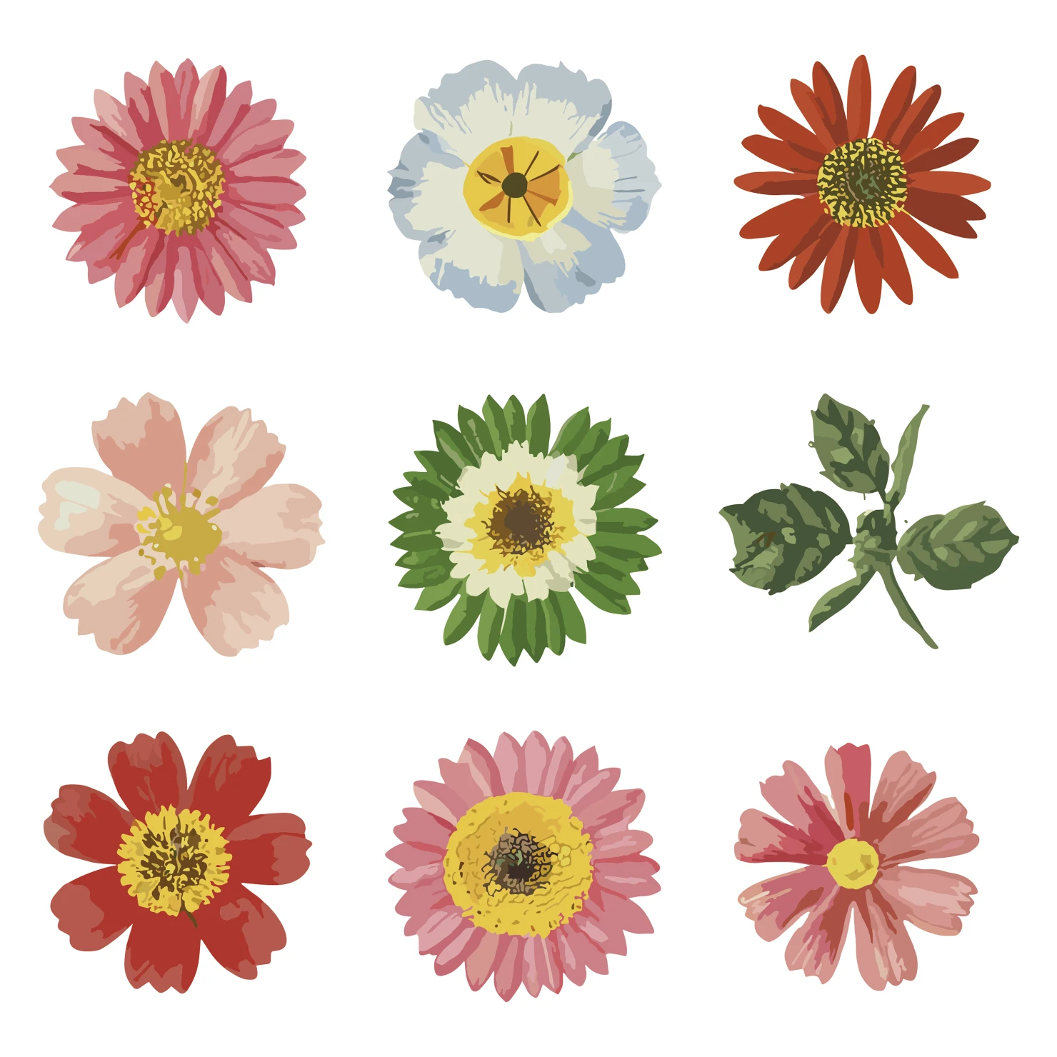 Flowers customizable clip art set design #34447