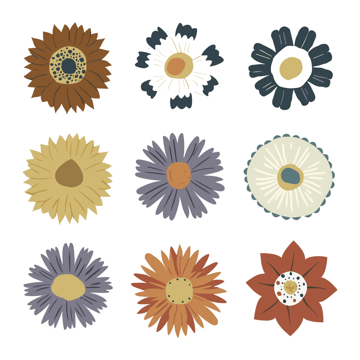 Flowers customizable clip art set design #34448