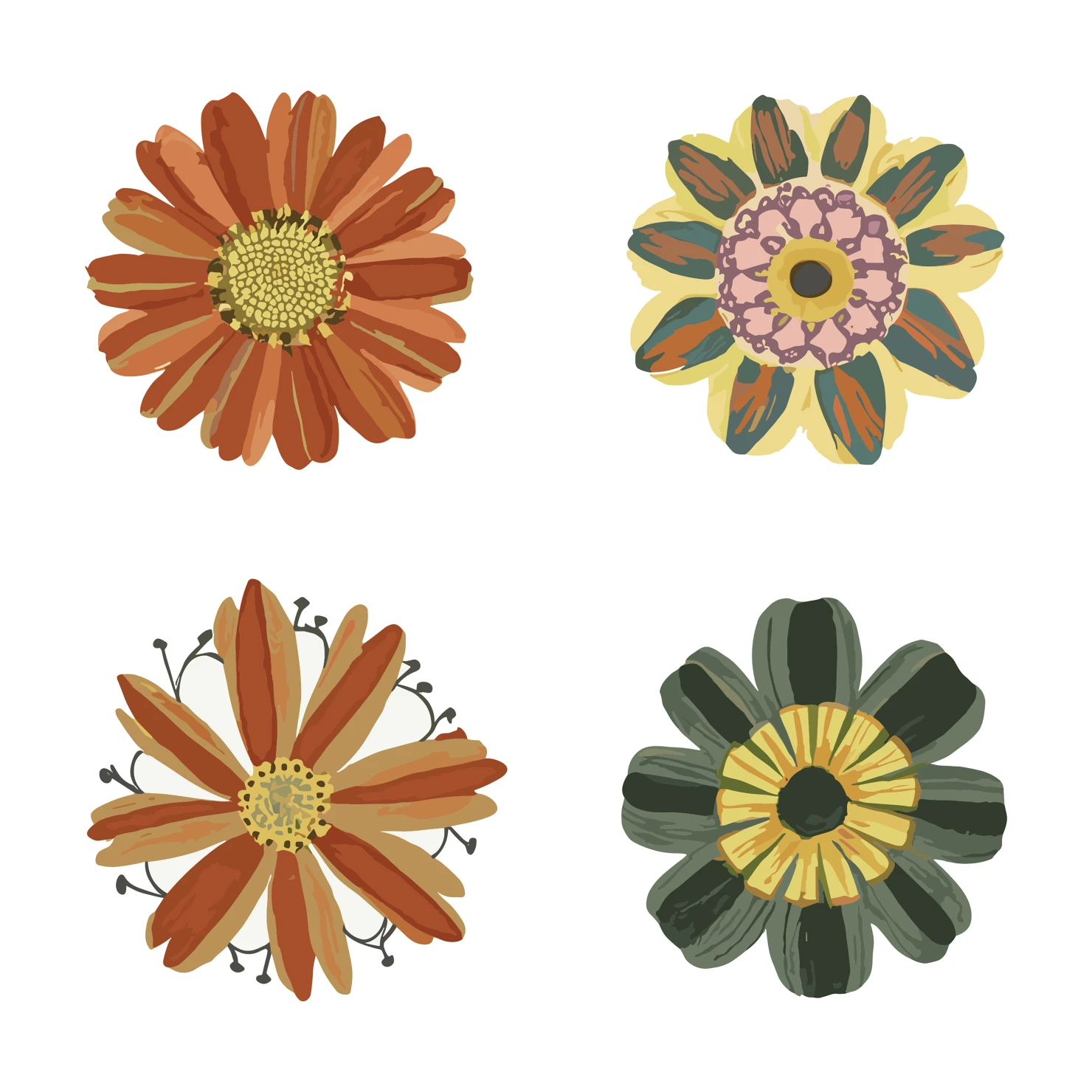 Flowers customizable clip art set design #34449
