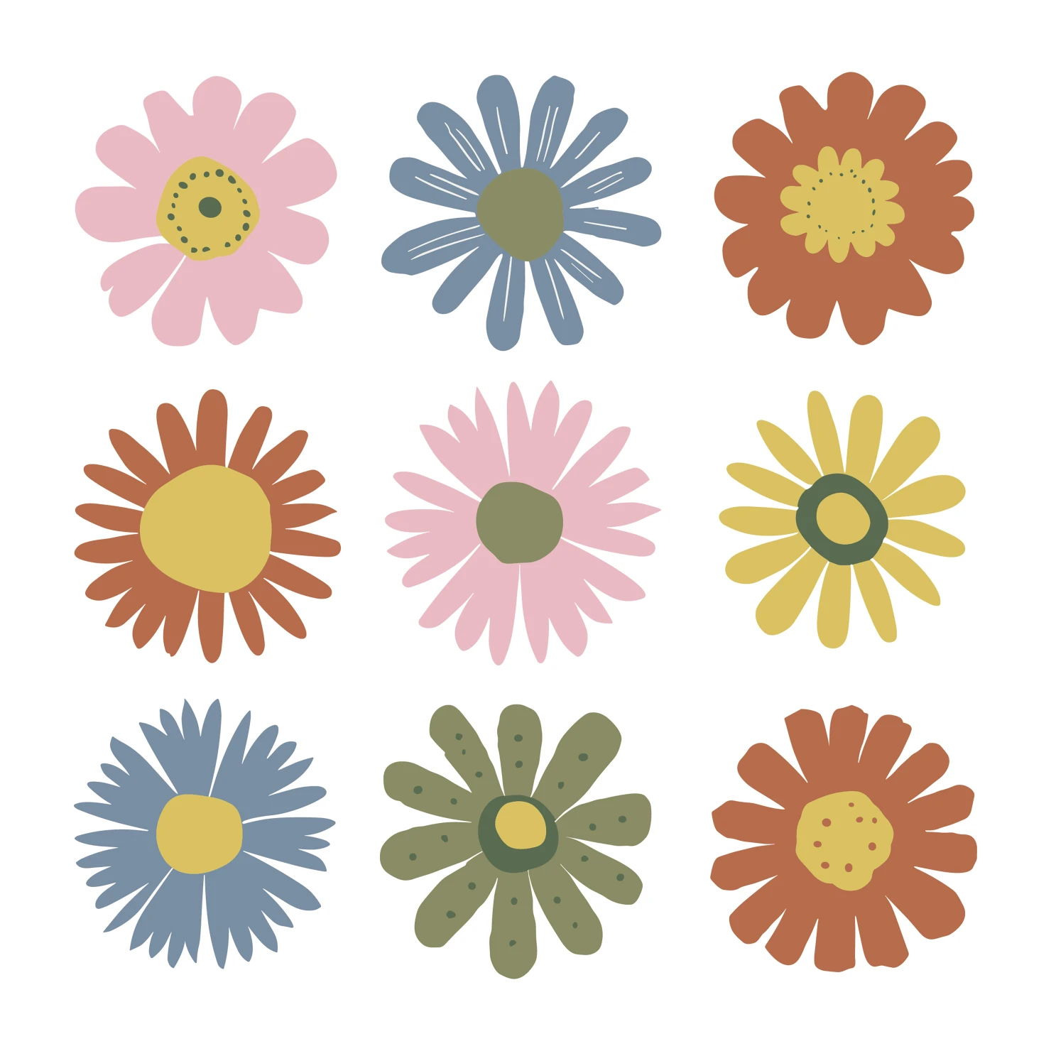 Flowers customizable clip art set design #34450