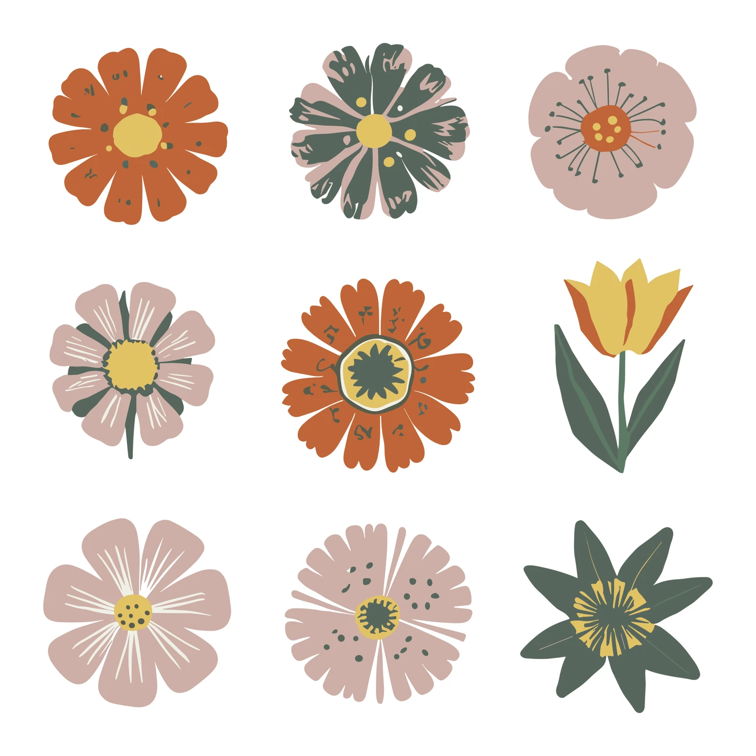 Flowers customizable clip art set design #34452