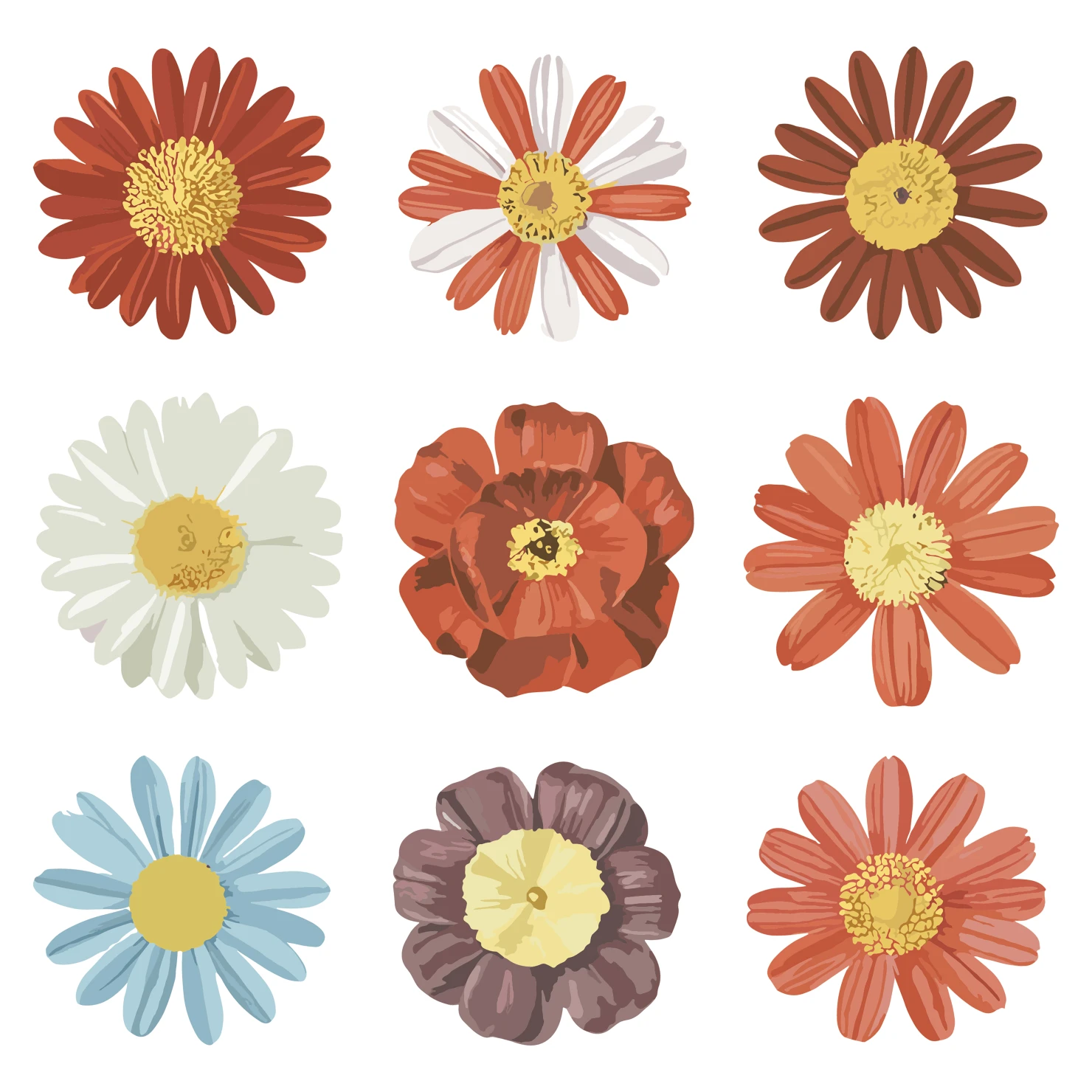 Flowers customizable clip art set design #34453