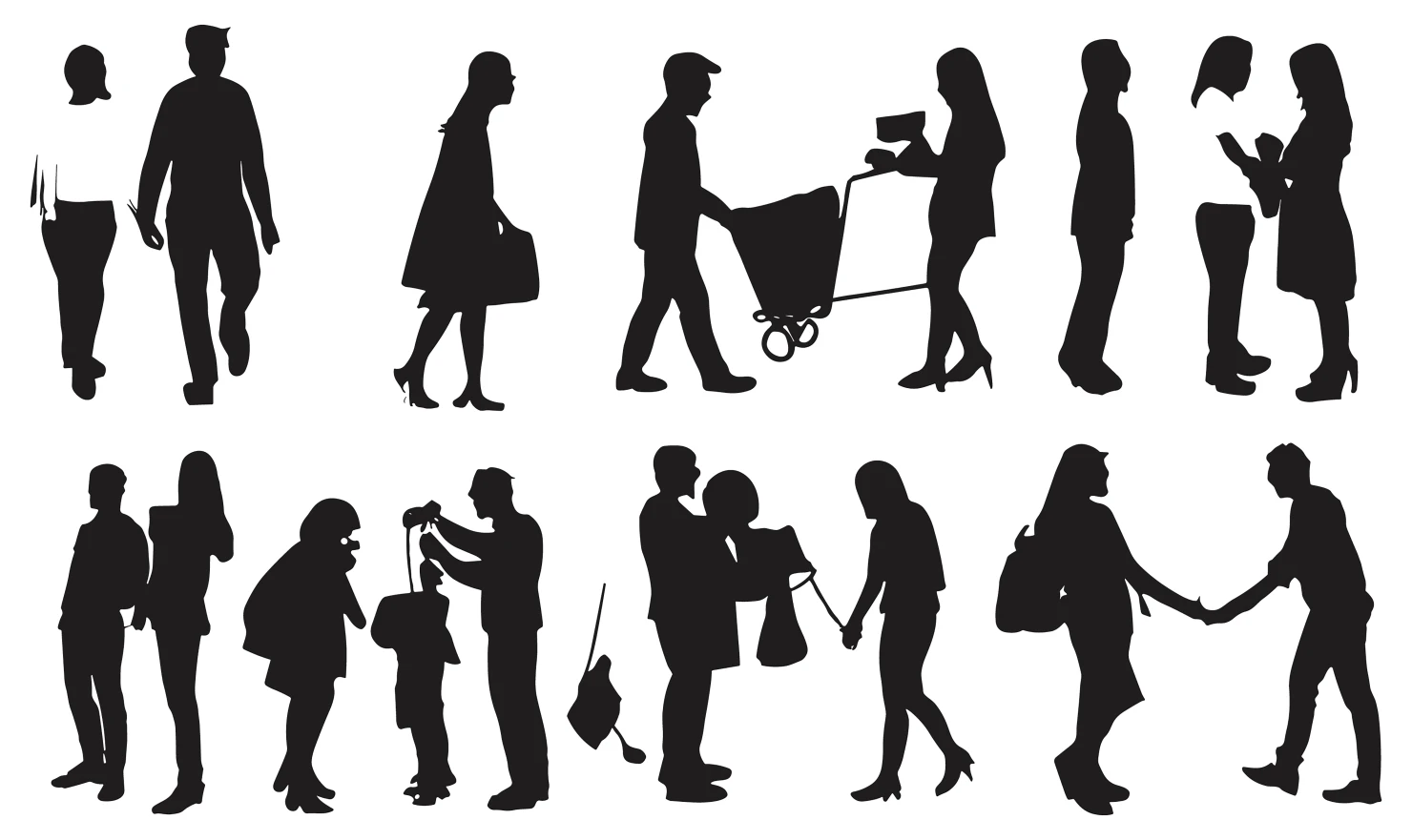 Man and women customizable silhouette set design #34496