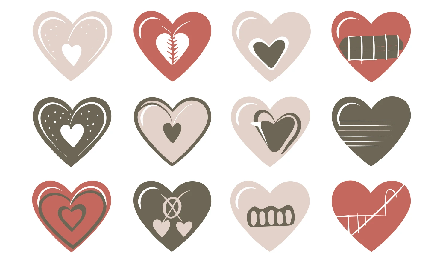Hearts customizable icon set design #34509