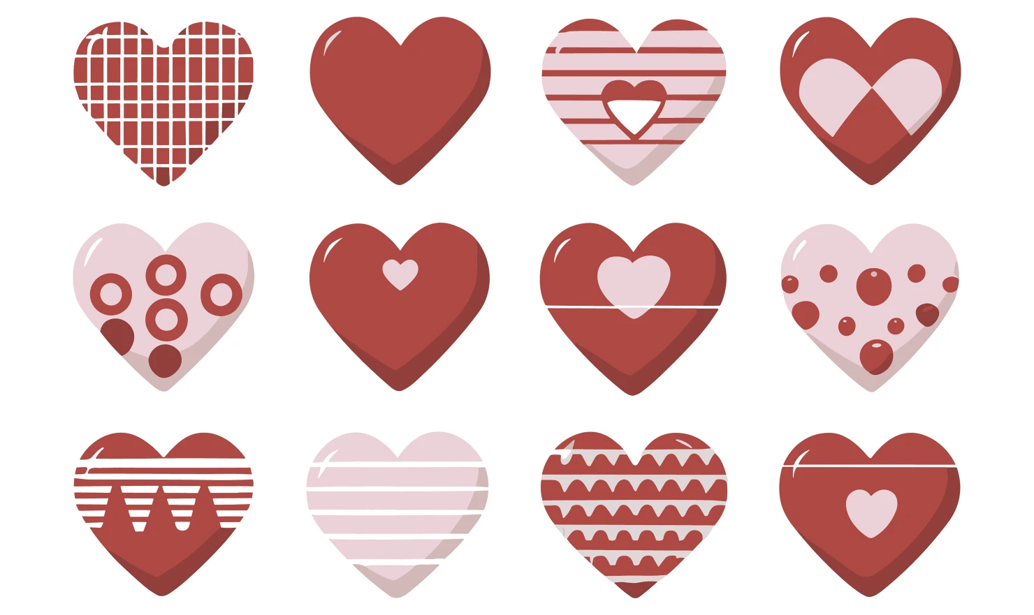 Hearts customizable icon set design #34510