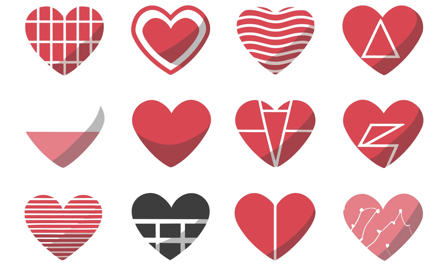 Hearts customizable icon set design #34511