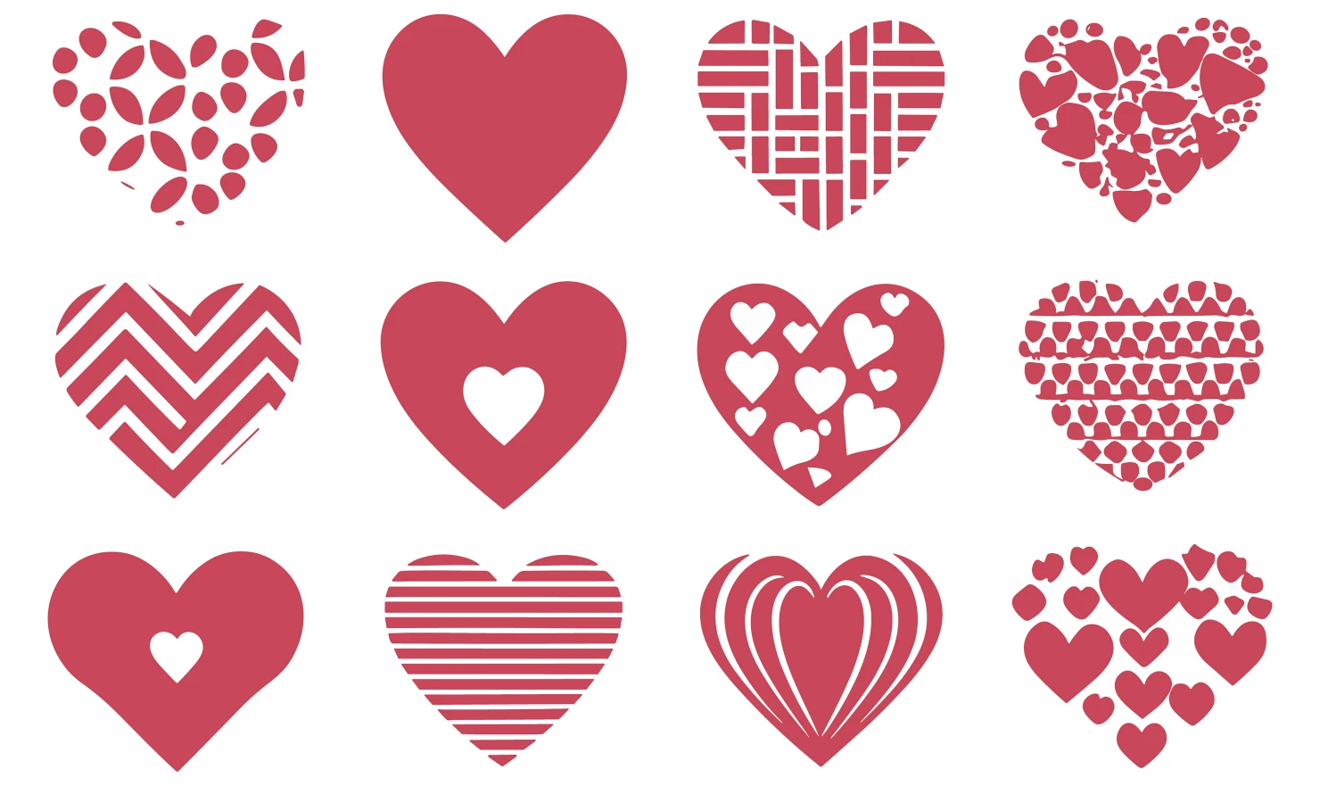 Hearts customizable icon set design #34512
