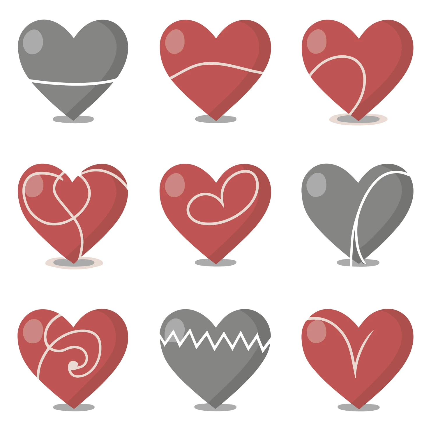 Hearts customizable icon set design #34514