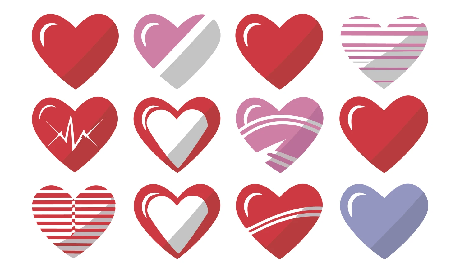 Hearts customizable icon set design #34517
