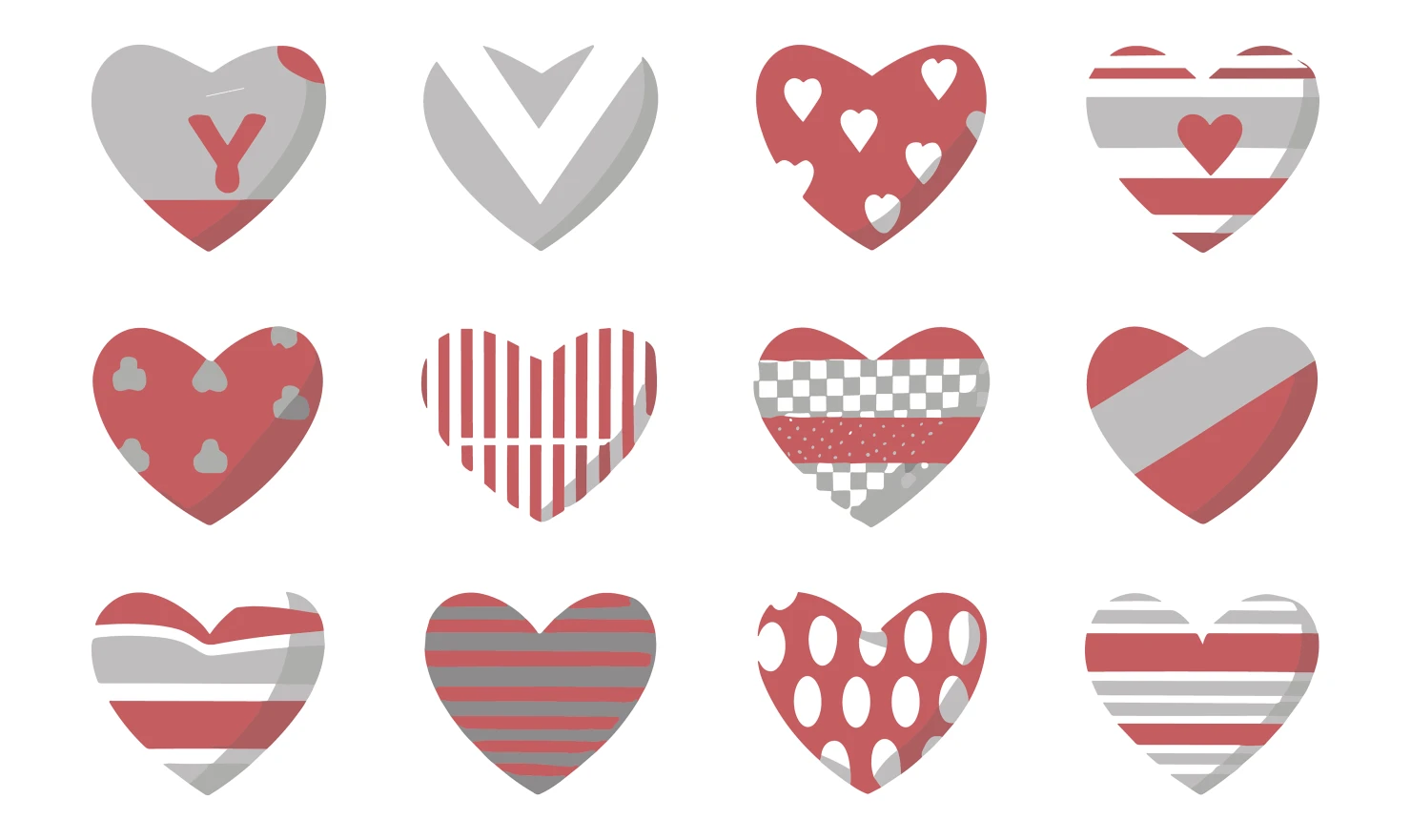 Hearts customizable icon set design #34518