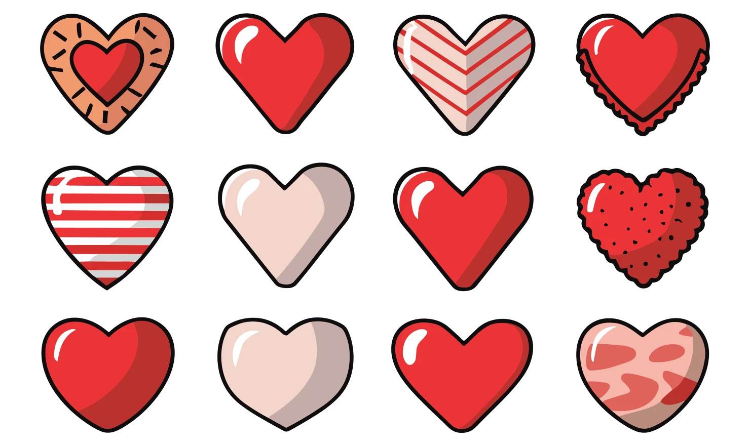 Hearts customizable icon set design #34522