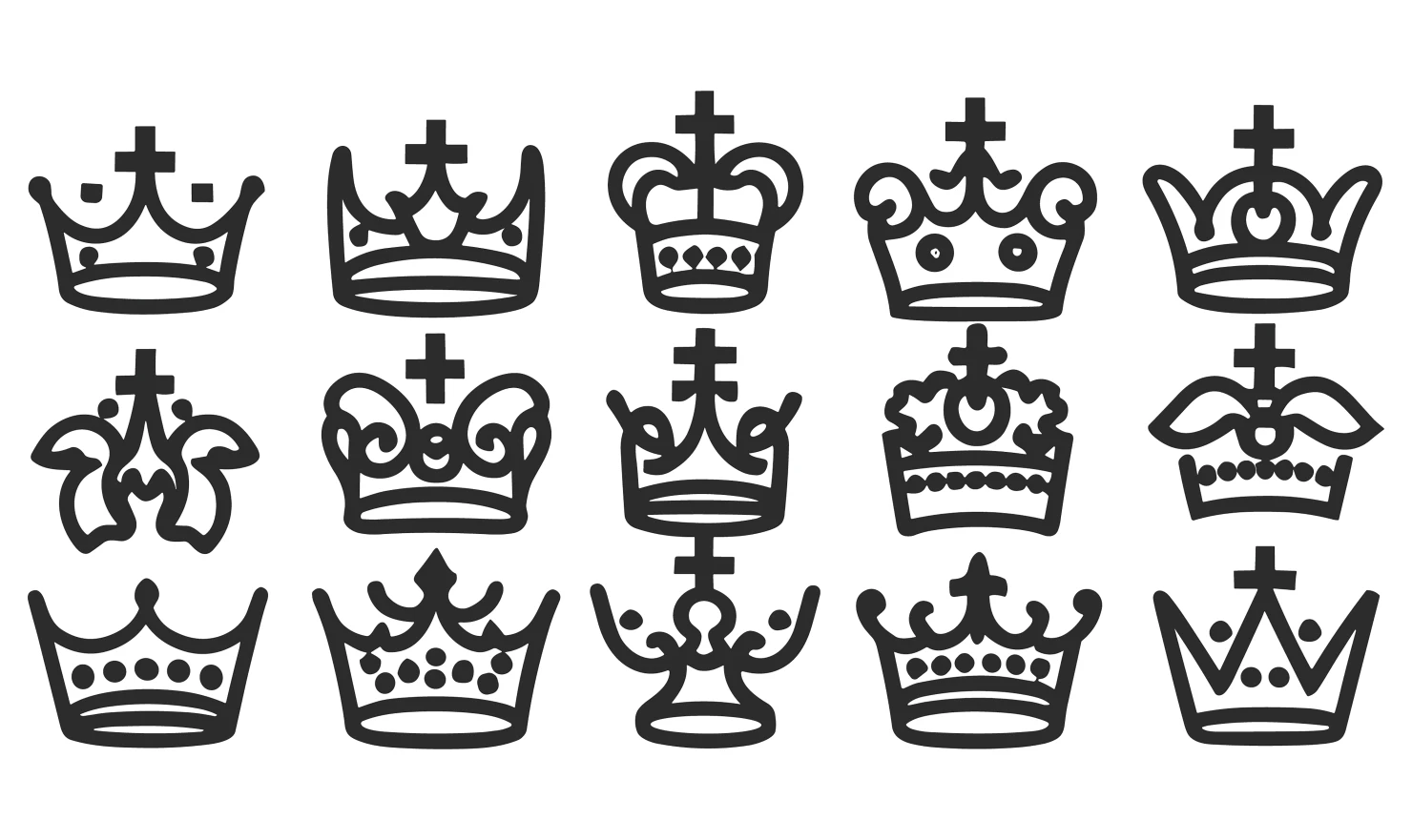 Crowns customizable icon set design #34549