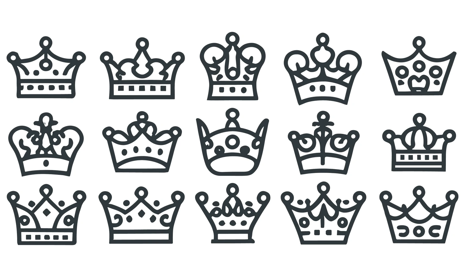 Crowns customizable icon set design #34552