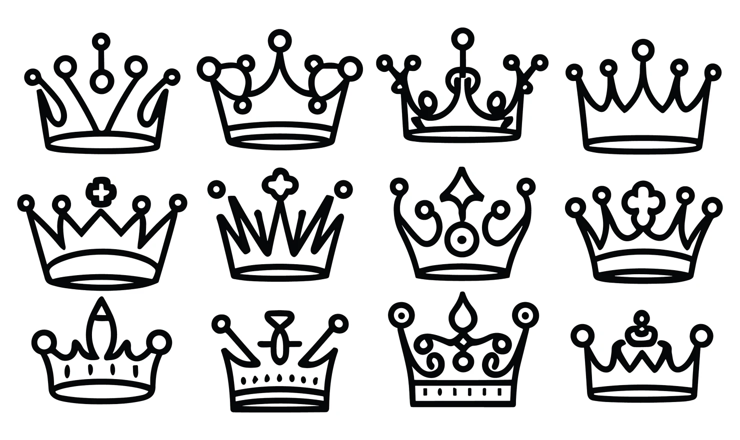 Crowns customizable icon set design #34553
