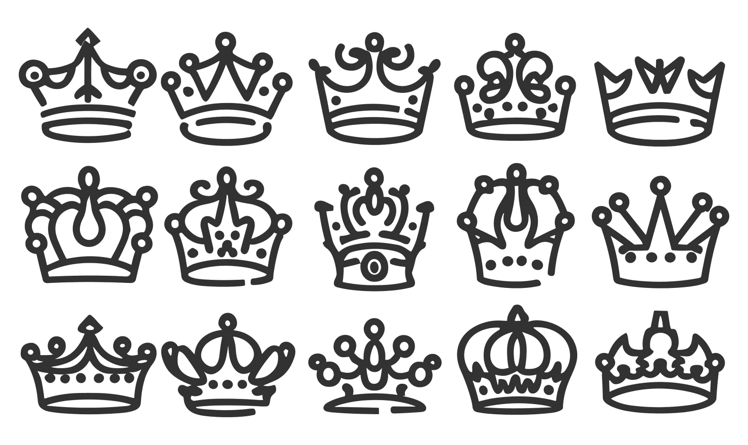 Crowns customizable icon set design #34555