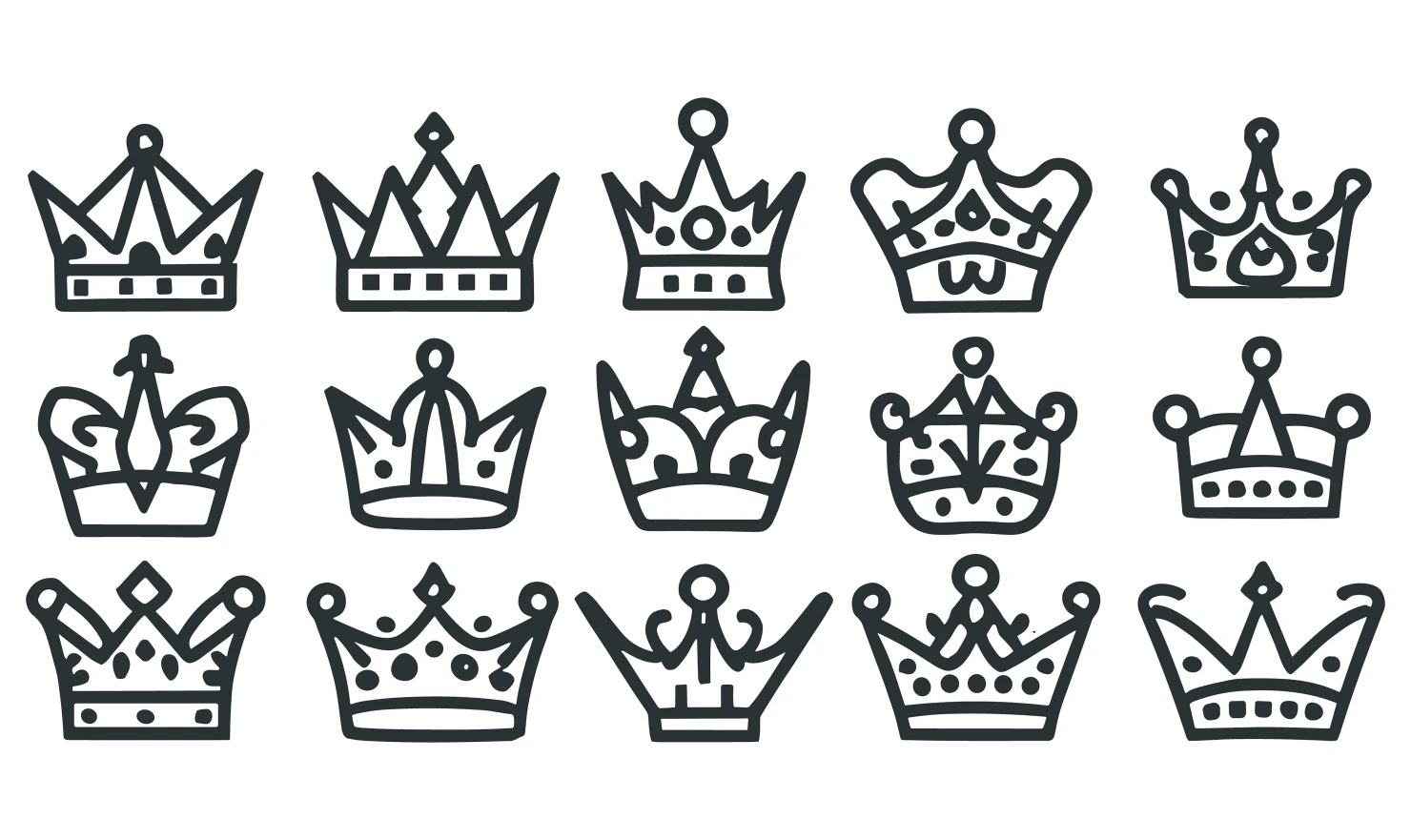 Crowns customizable icon set design #34563
