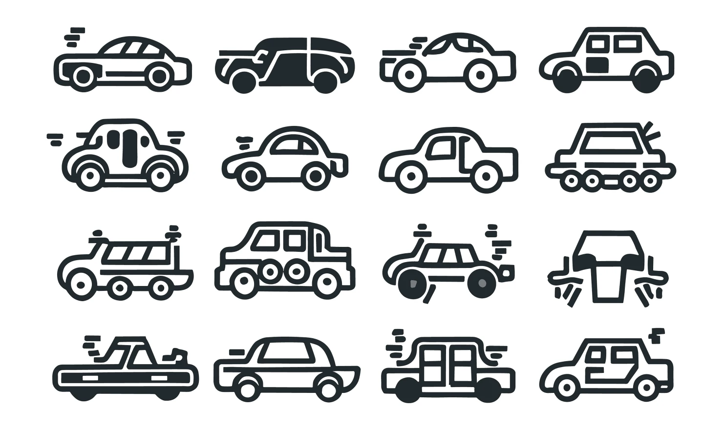 Cars customizable icon set design #34636