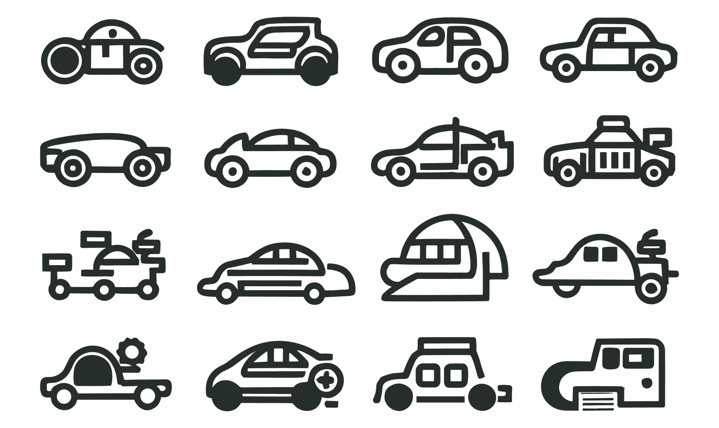 Cars customizable icon set design #34639