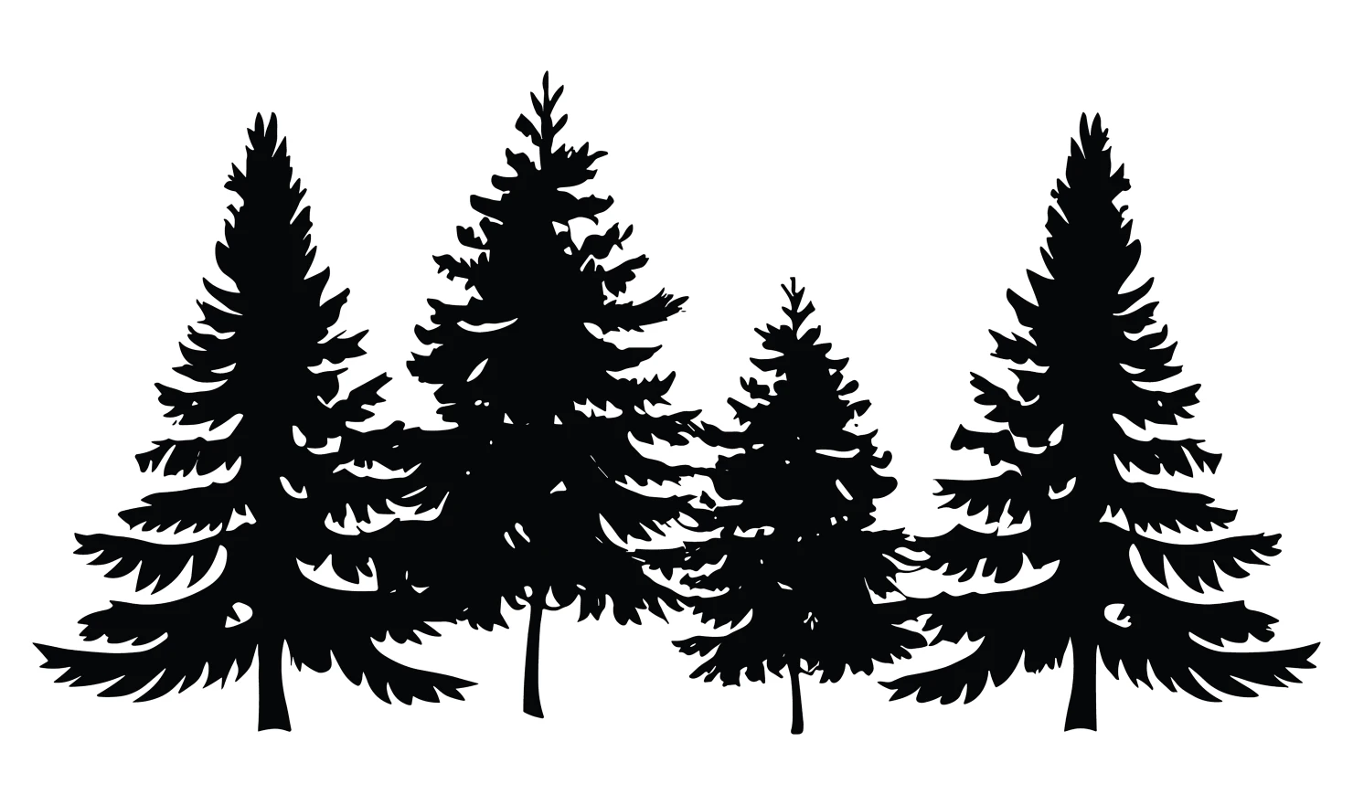 Pine trees customizable silhouettes set design #34675