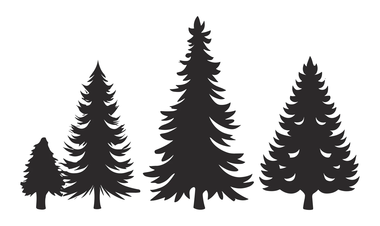 Pine trees customizable silhouettes set design #34676