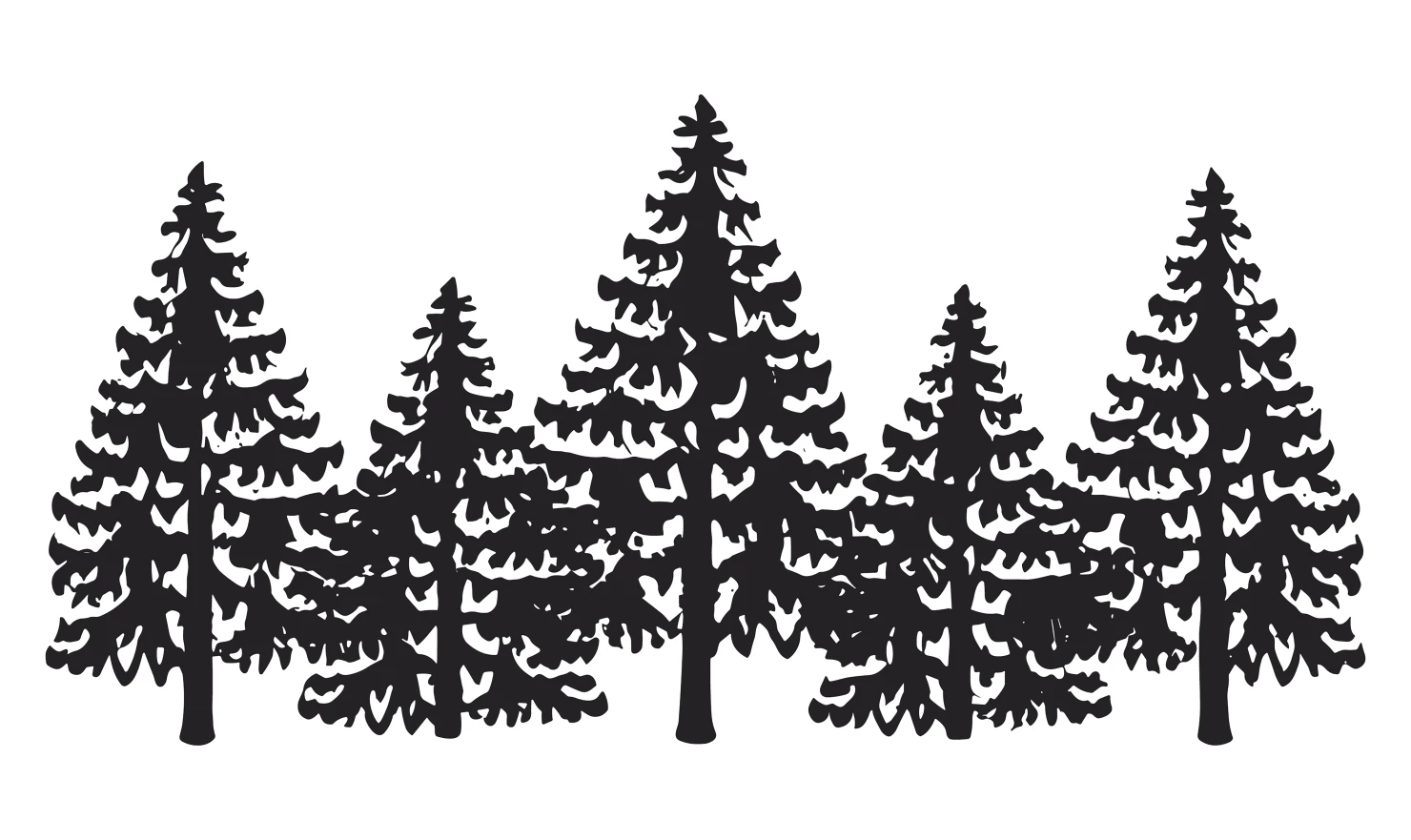 Pine trees customizable silhouettes set design #34678