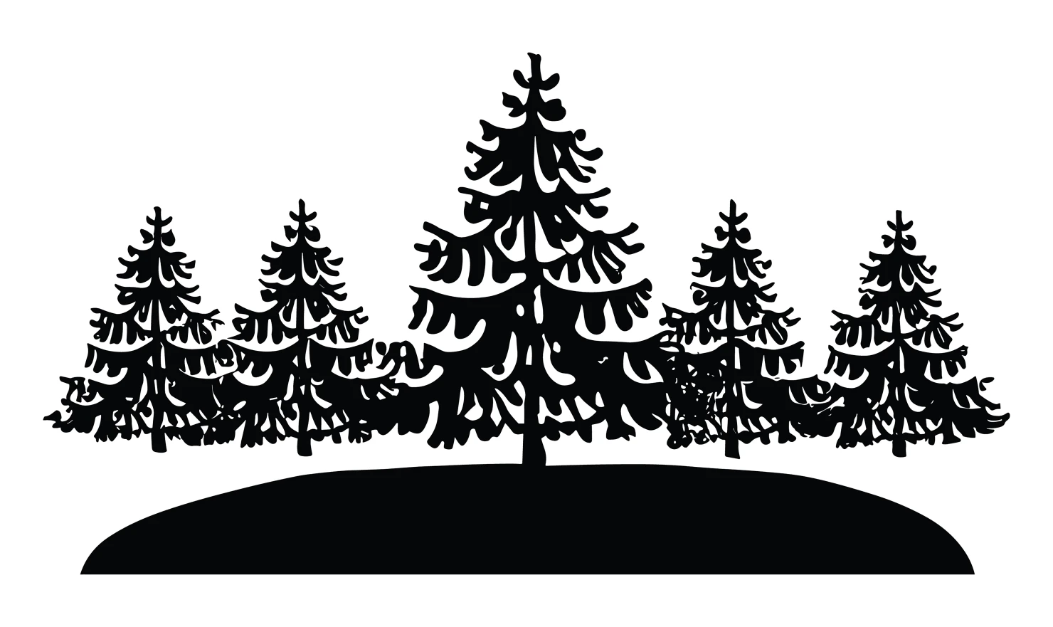 Pine trees customizable silhouettes set design #34680