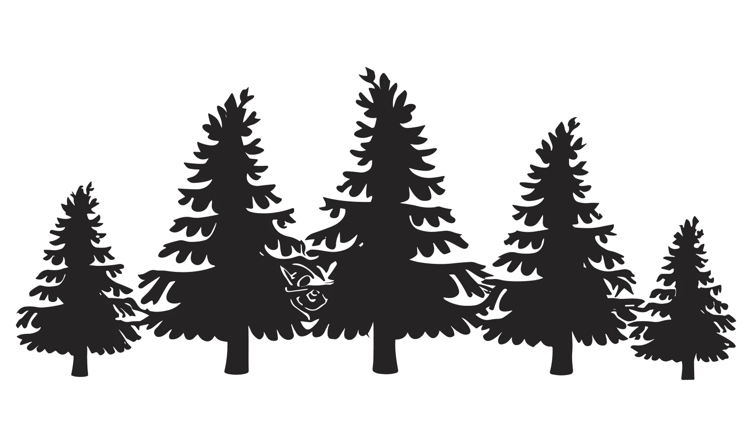 Pine trees customizable silhouettes set design #34681