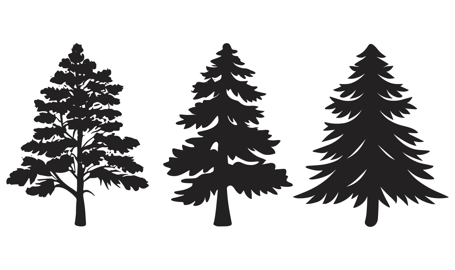 Pine trees customizable silhouettes set design #34682