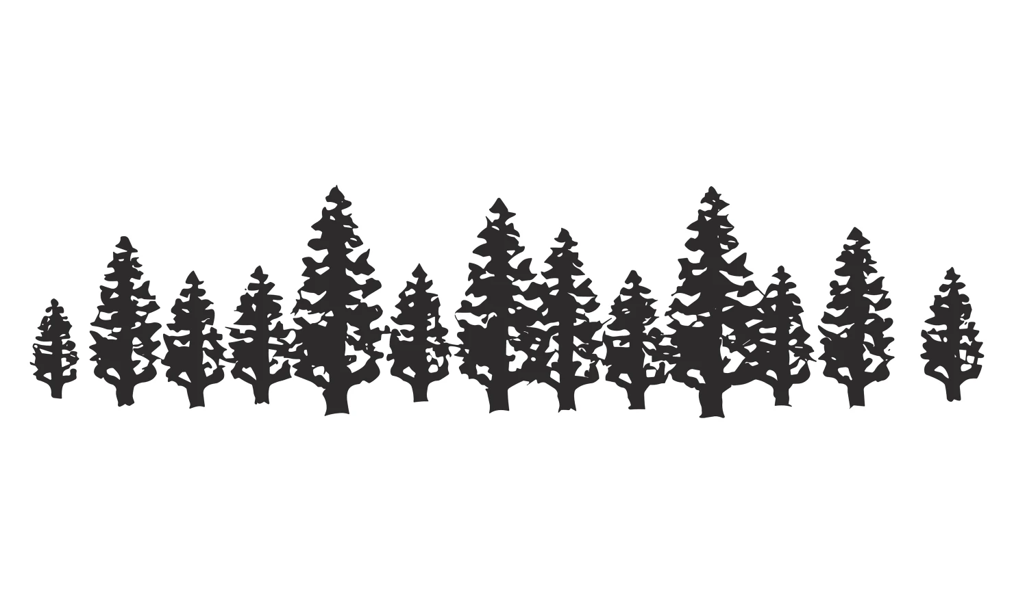 Pine trees customizable silhouettes set design #34684