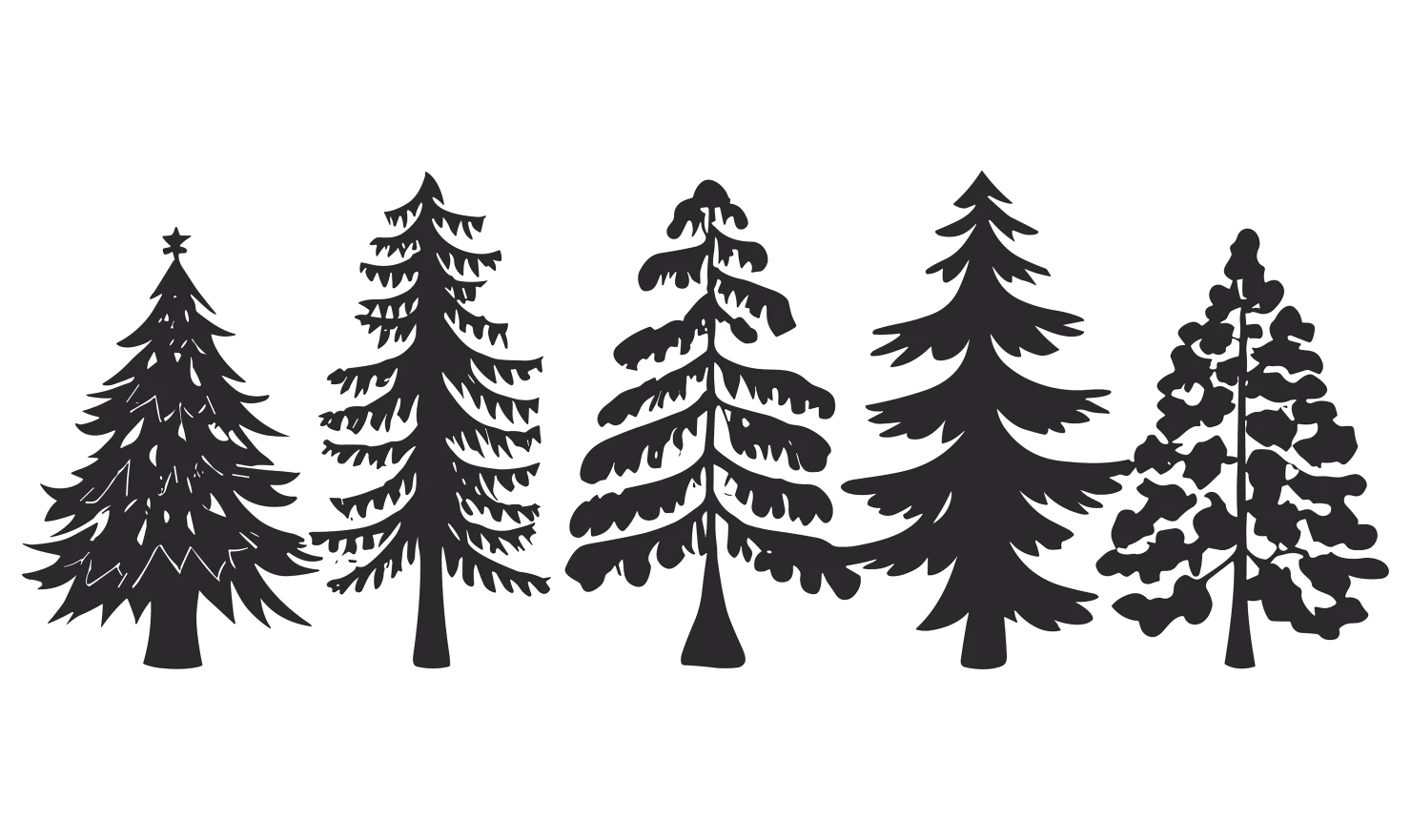 Pine trees customizable silhouettes set design #34686