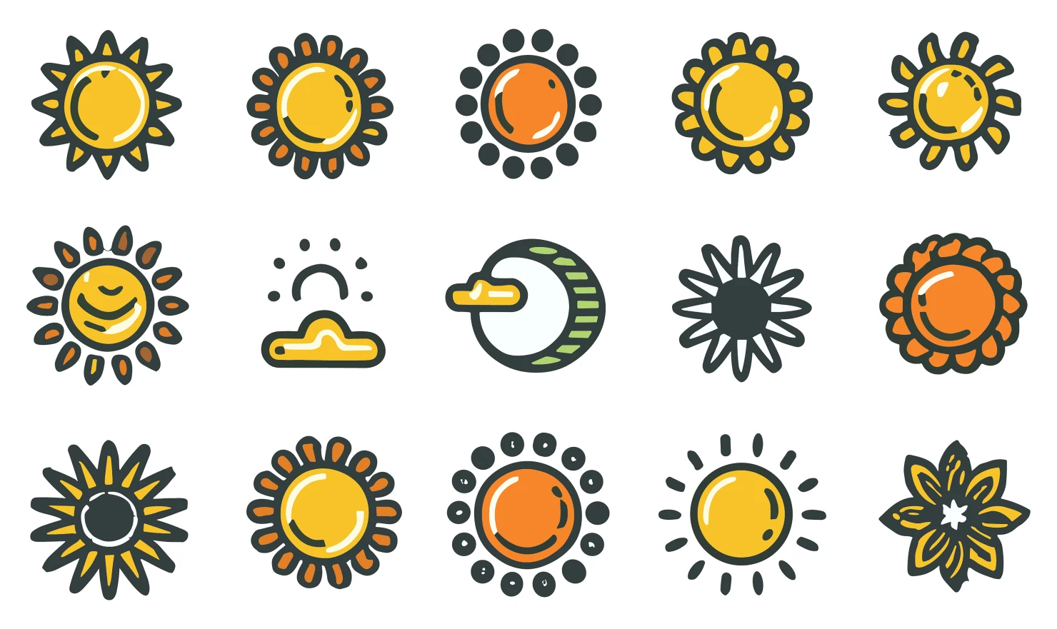 Sun customizable icon set design #34717