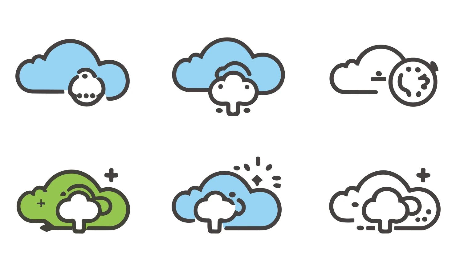 Clouds customizable icon set design #34739