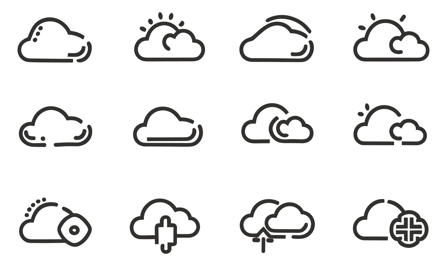 Clouds customizable icon set design #34754