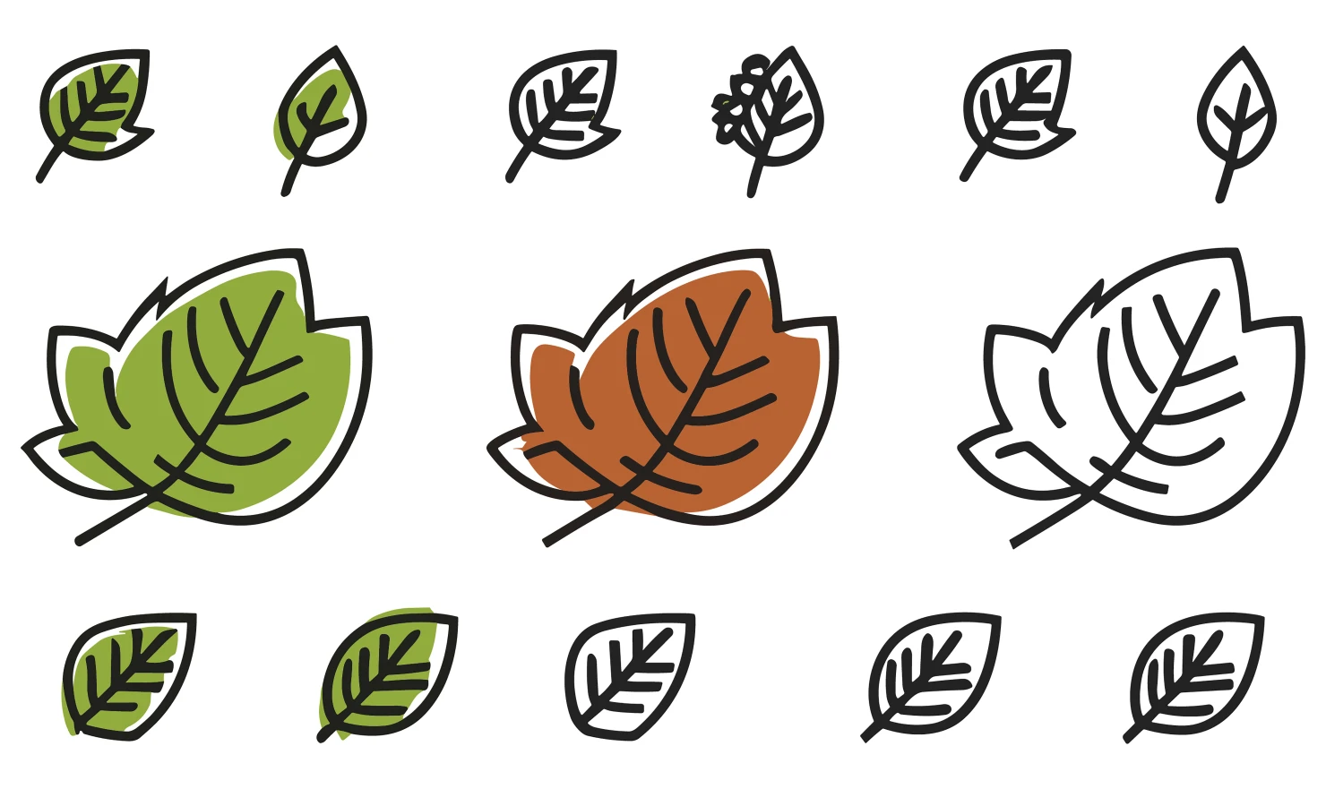 Leaves customizable icon set design #34761
