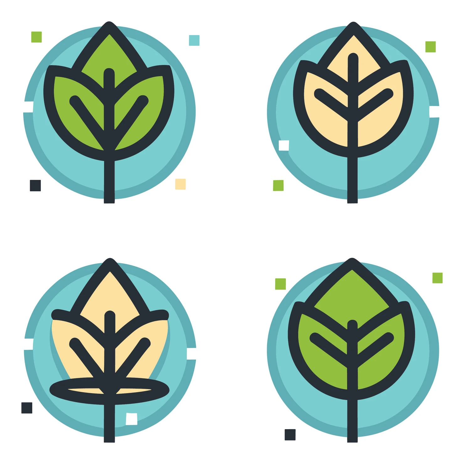 Leaves customizable icon set design #34763