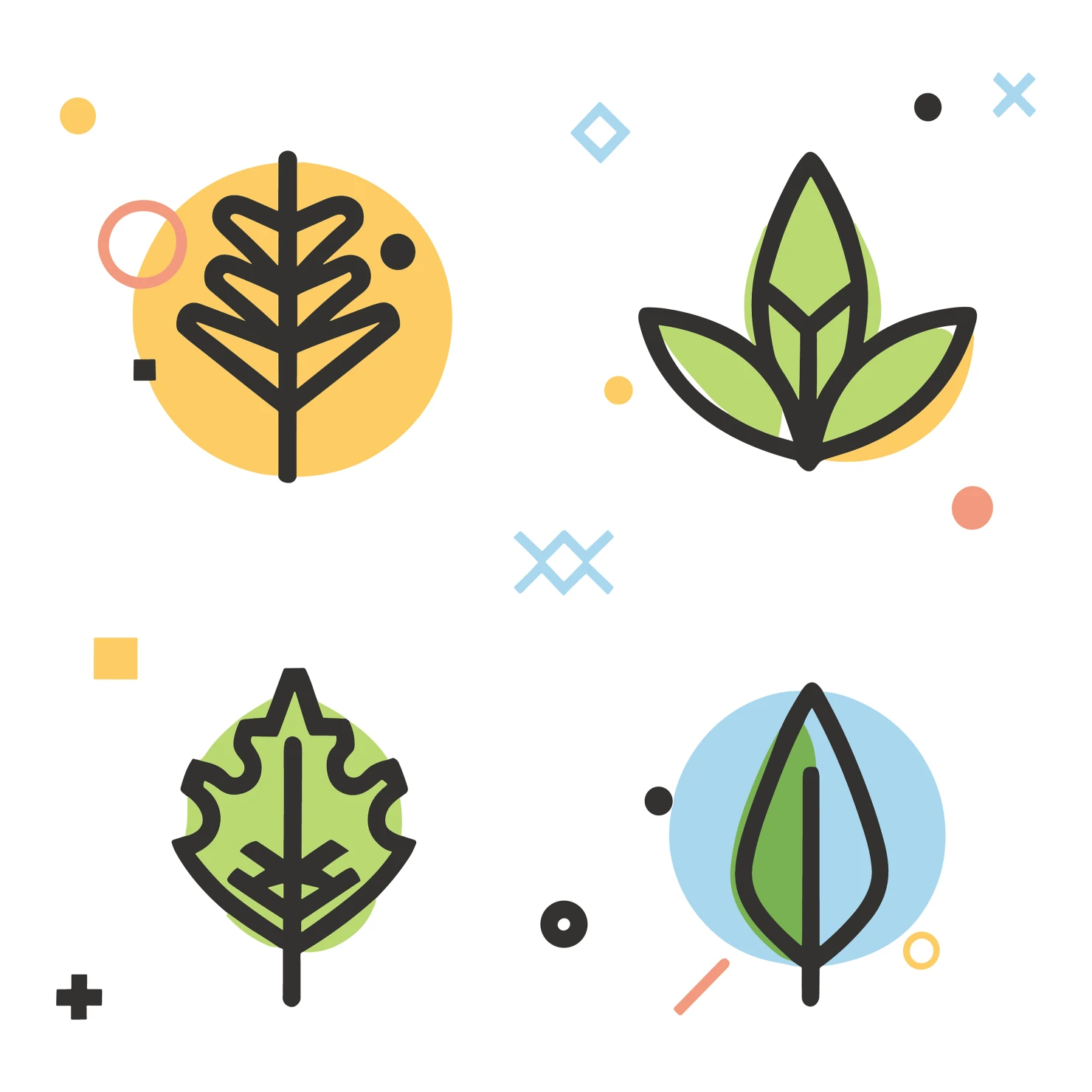Leaves customizable icon set design #34764