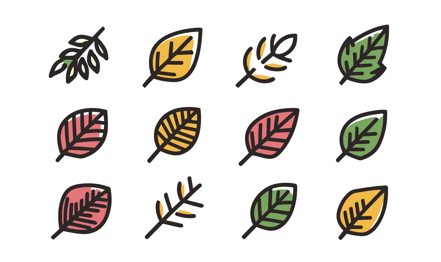 Leaves customizable icon set design #34773